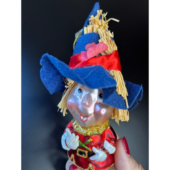 Russell Rhodes Blown Glass Scarecrow Christmas Ornament 7” Tall - Picture 3 of 5